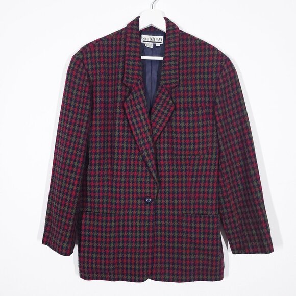 Vintage Houndstooth Wool Blend Blazer - Picture 1 of 9